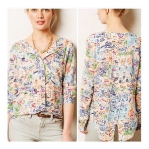 Anthropologie Maeve Cartography button down